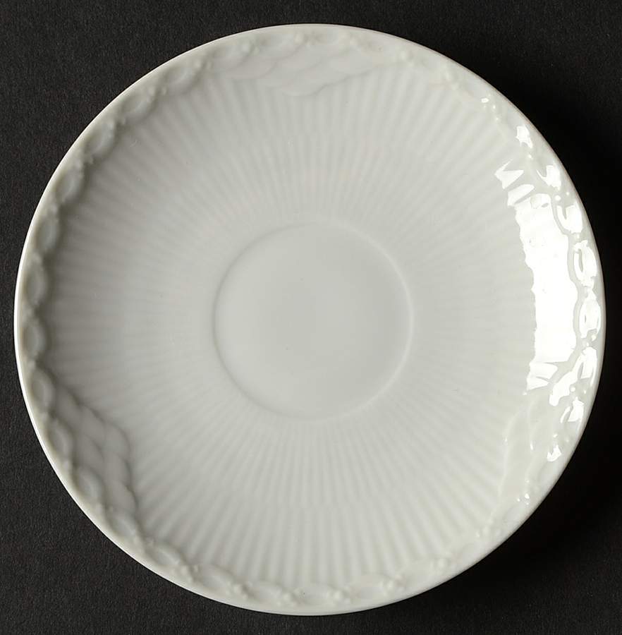 White Half Lace Saucer for Flat Demitasse Cup by Royal Copenhagen-1