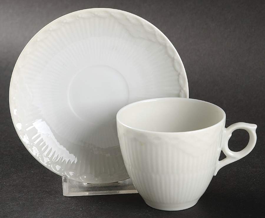 White Half Lace Flat Demitasse Cup & Saucer Set by Royal Copenhagen-1