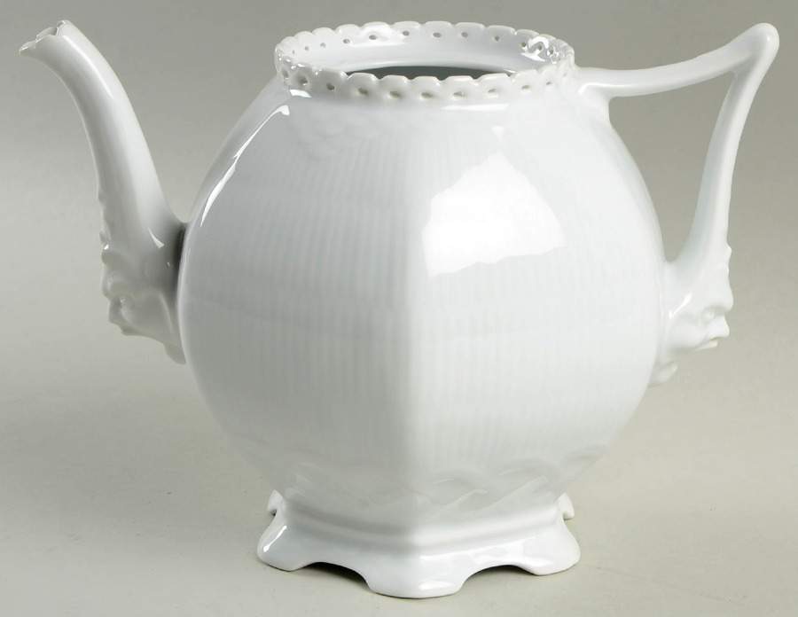 White Full Lace Teapot No Lid by Royal Copenhagen-1