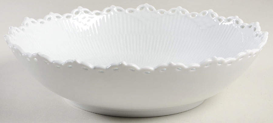 White Full Lace 11" Large Salad Serving Bowl by Royal Copenhagen-1