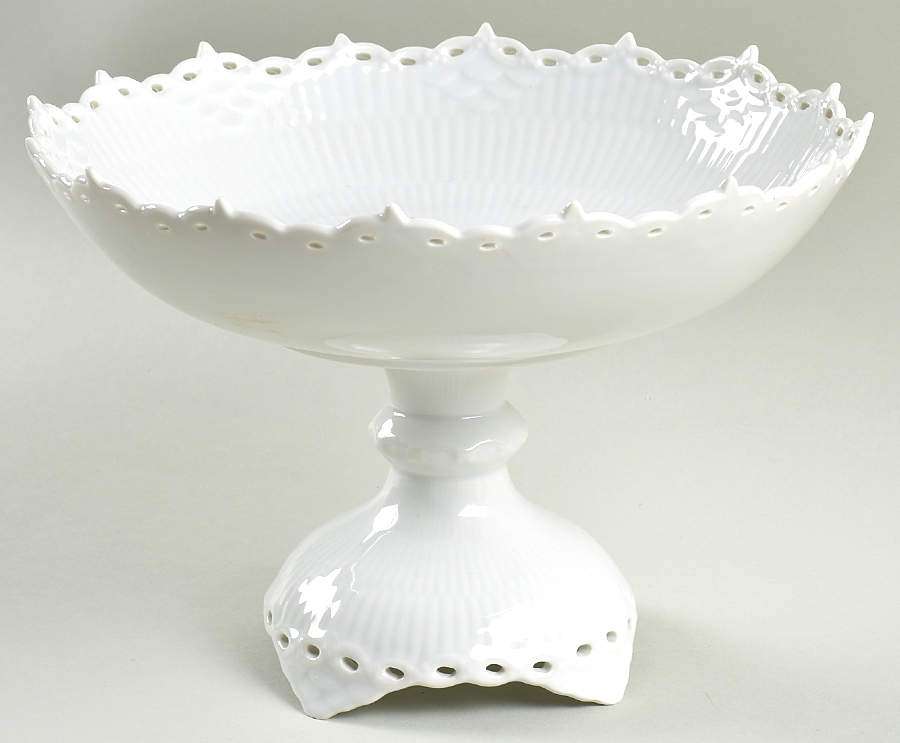 White Full Lace 8" Diameter Pedestal Cake Stand by Royal Copenhagen-1