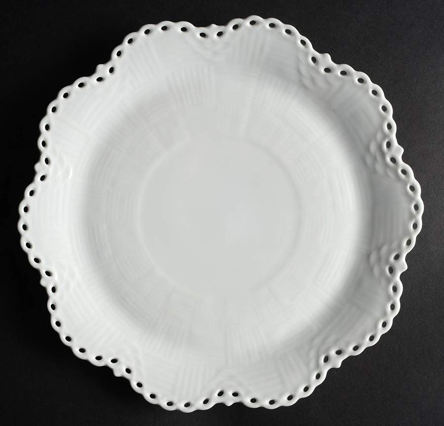 White Full Lace 10" Round Scalloped Dish by Royal Copenhagen-1