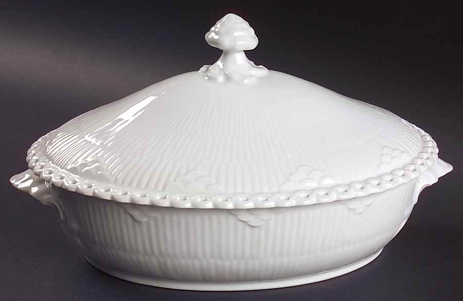 White Full Lace Oval Covered Vegetable by Royal Copenhagen-1