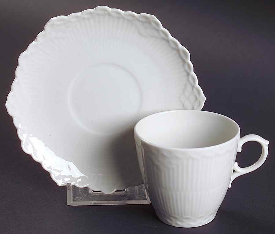 White Full Lace Mocha Cup & Saucer Set by Royal Copenhagen-1