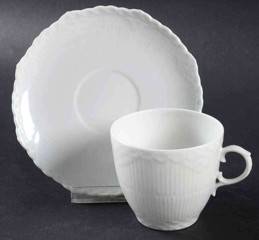White Full Lace Flat Cup & Saucer Set by Royal Copenhagen-1