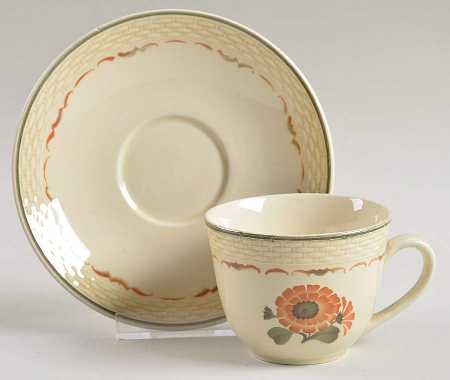 Zinnia Flat Demitasse Cup & Saucer Set by Royal Copenhagen-1