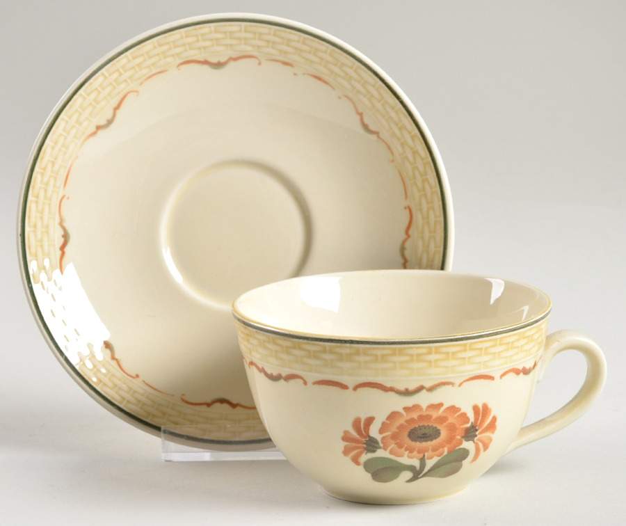 Zinnia Flat Cup & Saucer Set by Royal Copenhagen-1