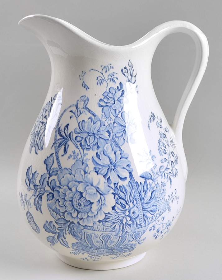 Charlotte Blue On White 128 Oz Pitcher and Bowl, Pitcher Only by Royal Crownford-1