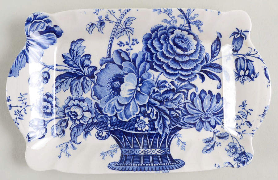 Charlotte Blue On White Tray for Creamer & Open Sugar by Royal Crownford-1