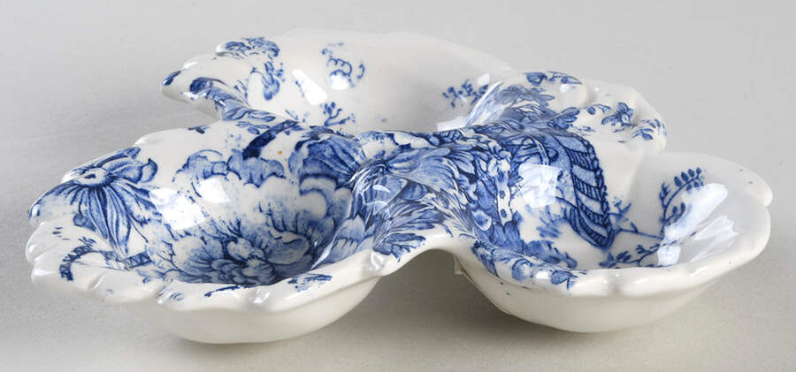 Charlotte Blue On White 5" Trinket Tray by Royal Crownford-1