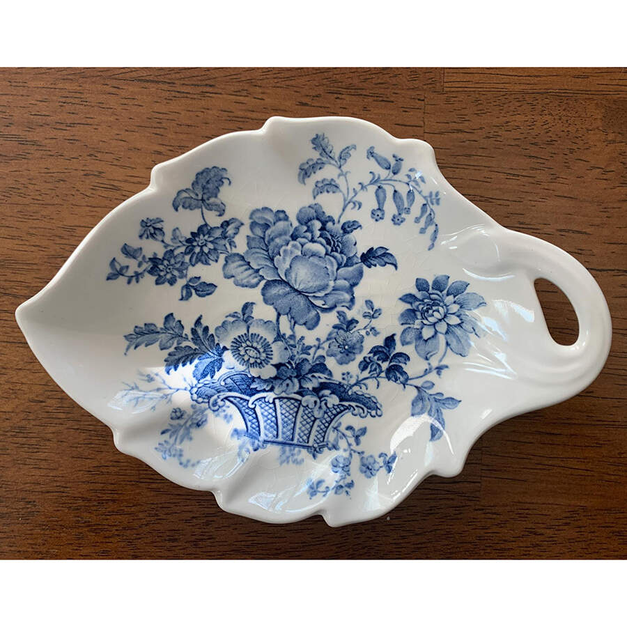 Charlotte Blue On White 6" Leaf Dish by Royal Crownford-1
