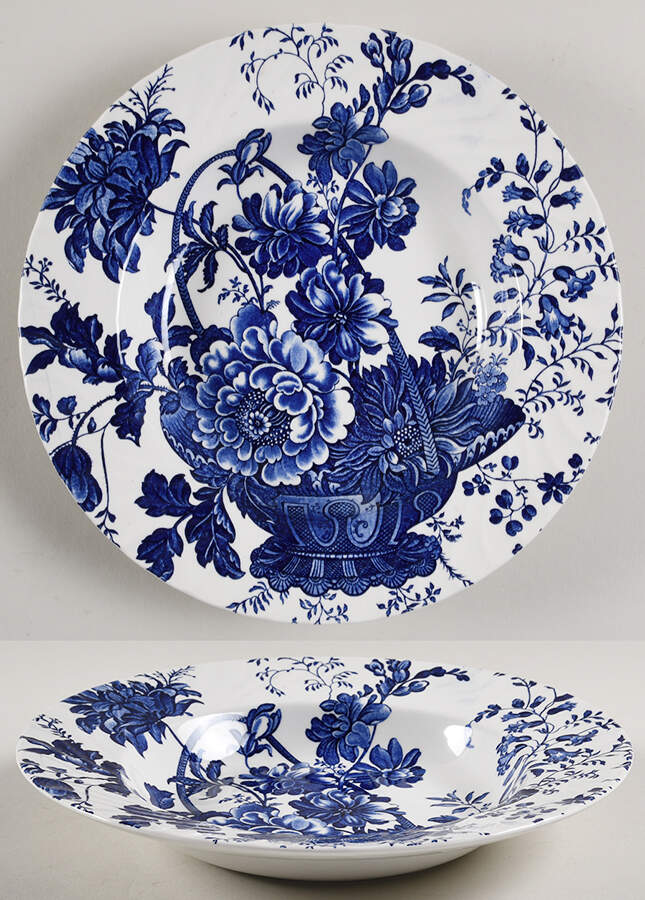 Charlotte Blue On White Rim Soup Bowl by Royal Crownford-1