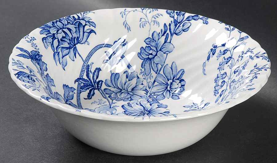 Charlotte Blue On White 8" Round Vegetable Bowl by Royal Crownford-1