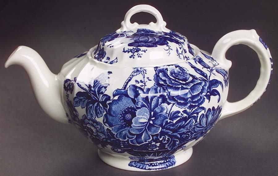 Charlotte Blue On White Small Teapot & Lid by Royal Crownford-1