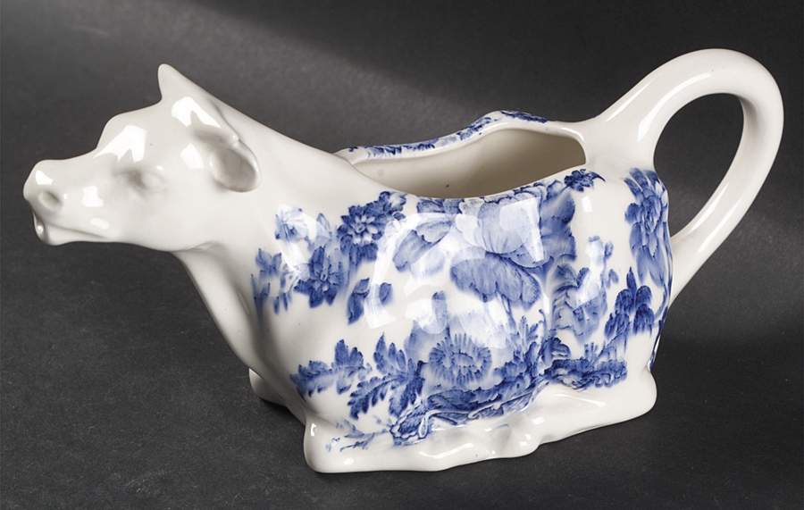 Charlotte Blue On White Cow Creamer by Royal Crownford-1