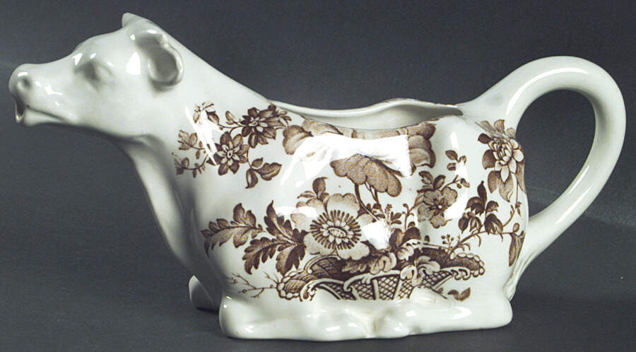 Charlotte Brown On White Cow Creamer by Royal Crownford-1