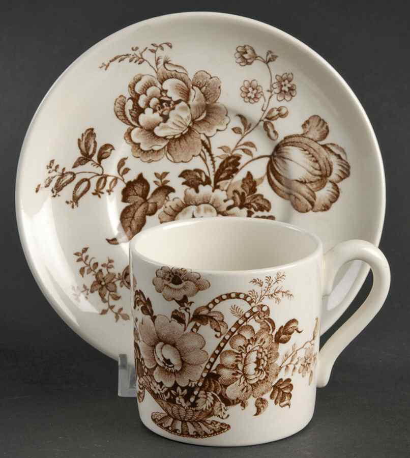 Charlotte Brown On White Flat Demitasse Cup & Saucer Set by Royal Crownford-1