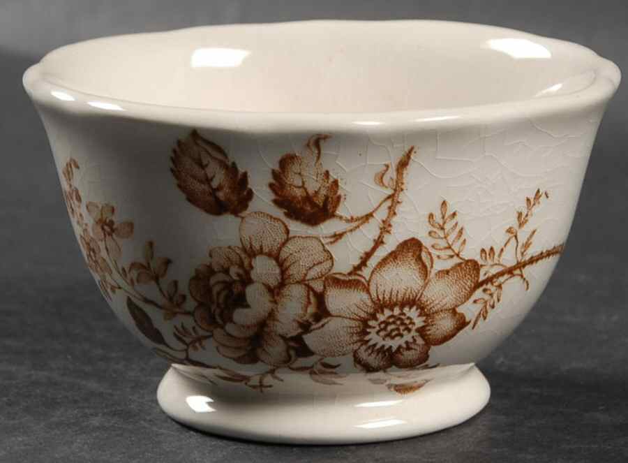 Charlotte Brown On White Mini Open Sugar Bowl by Royal Crownford-1