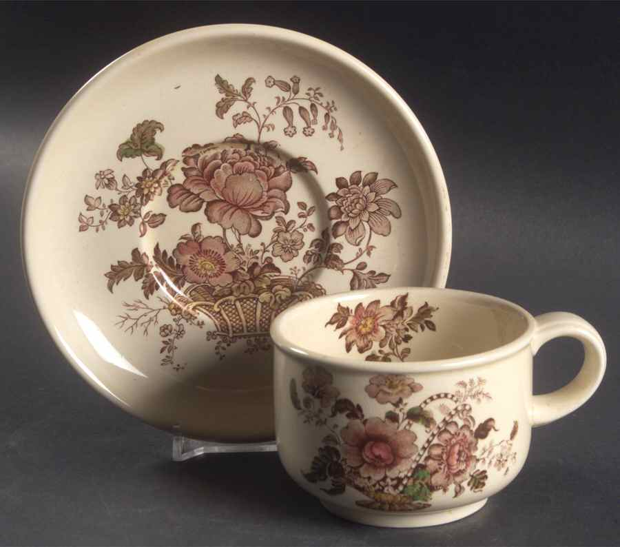 Charlotte Brown Multicolor Flat Cup & Saucer Set by Royal Crownford-1