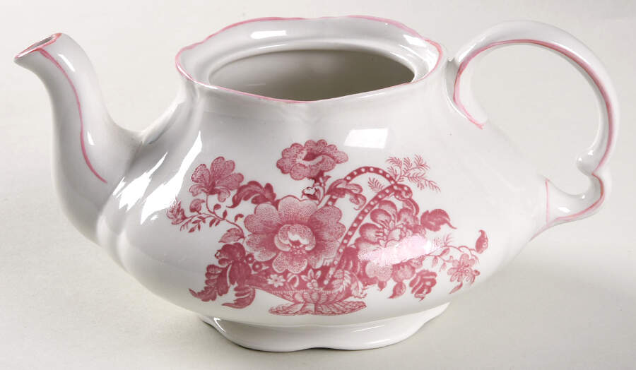 Charlotte Red On White Teapot No Lid by Royal Crownford-1