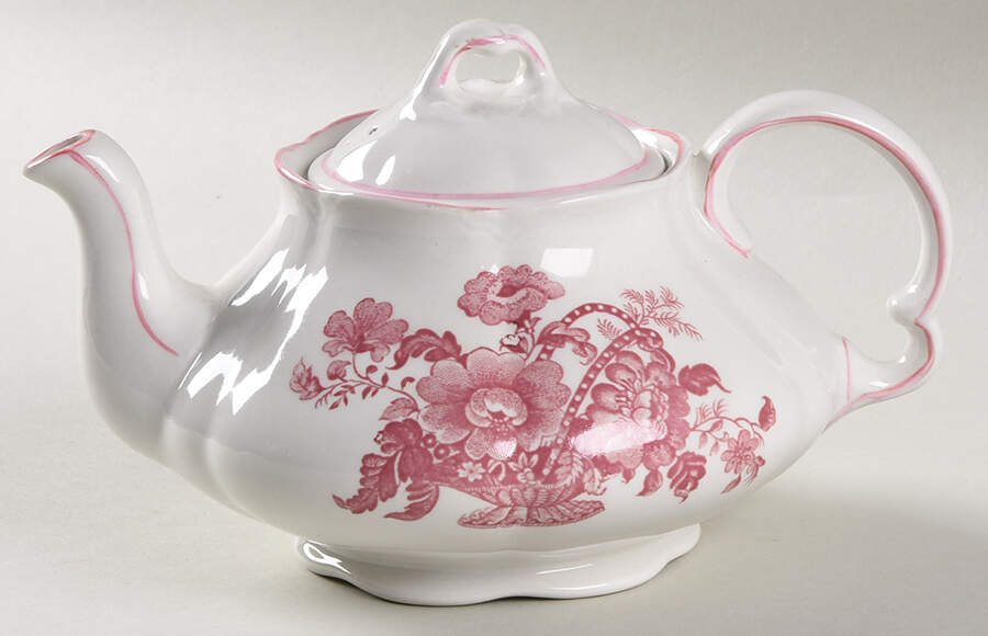 Charlotte Red On White Teapot & Lid by Royal Crownford-1