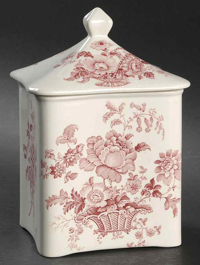 Charlotte Red On White Storage Jar & Lid by Royal Crownford-1