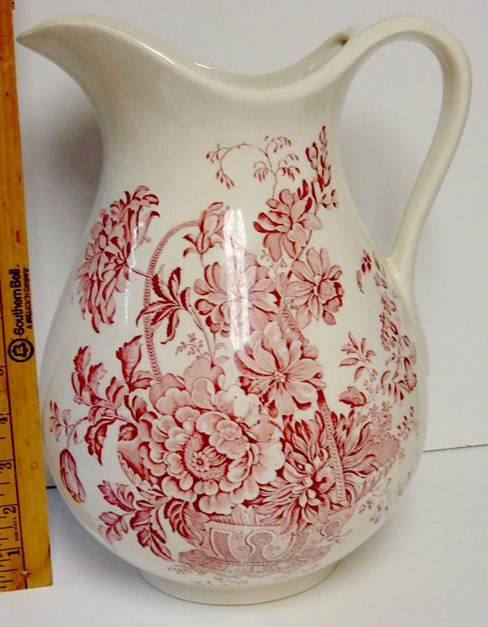 Charlotte Red On White 128 Oz Pitcher and Bowl, Pitcher Only by Royal Crownford-1