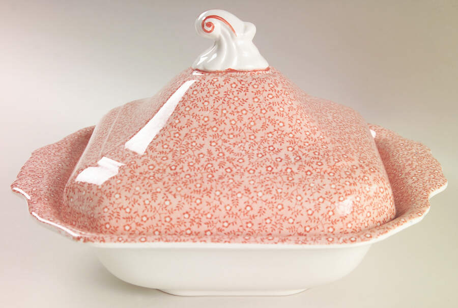 Country Chintz Pink Square Covered Vegetable by Royal Crownford-1