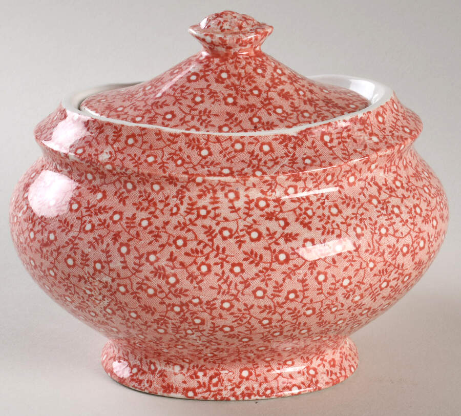 Country Chintz Pink Sugar Bowl & Lid by Royal Crownford-1