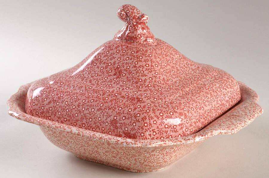 Country Chintz Pink Square Covered Vegetable by Royal Crownford-1