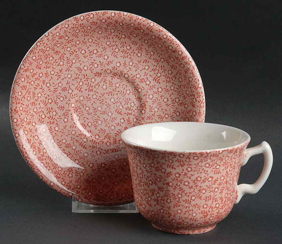 Country Chintz Pink Flat Cup & Saucer Set by Royal Crownford-1