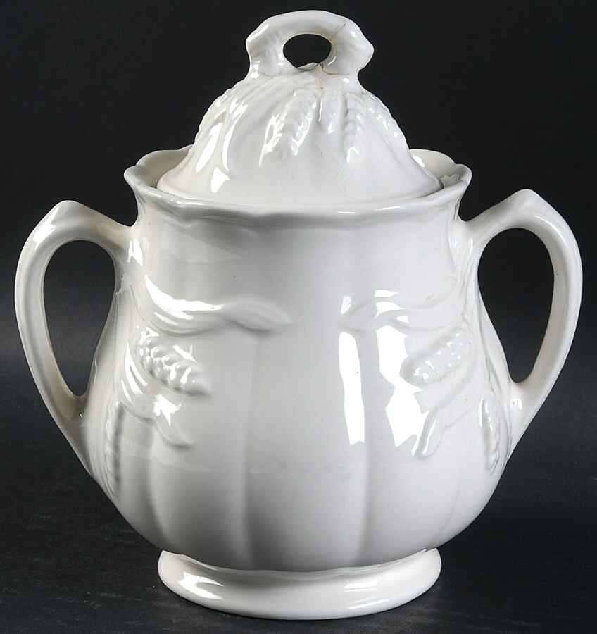 Wheat (Cream) Sugar Bowl & Lid by Royal Crownford-1