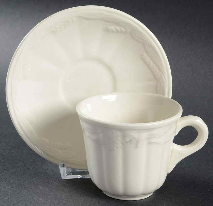 Wheat (Cream) Flat Demitasse Cup & Saucer Set by Royal Crownford-1