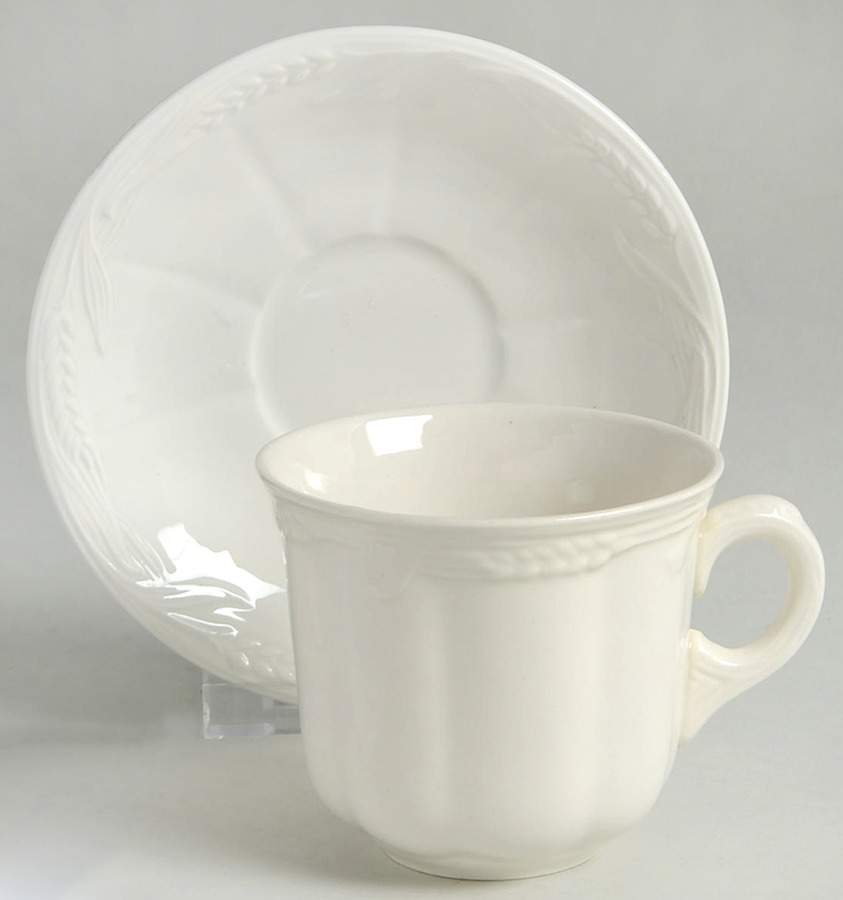 Wheat (Cream) Flat Cup & Saucer Set by Royal Crownford-1