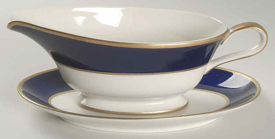 Cobalt Blue Gravy Boat & Underplate by Royal Castle-1