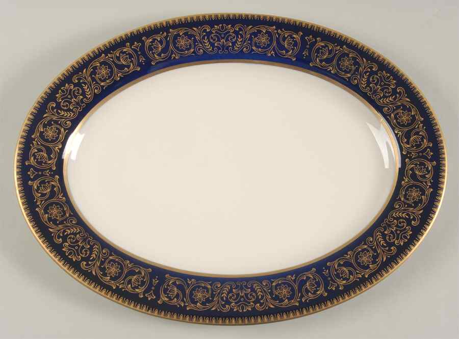 Heritage Cobalt Blue 14" Oval Serving Platter by Royal Castle-1