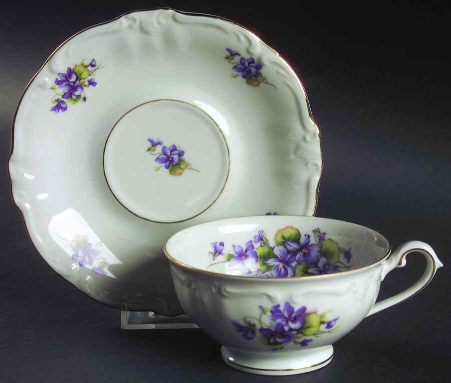 Violet of The Alps Footed Cup & Saucer Set by Royal Castle-1