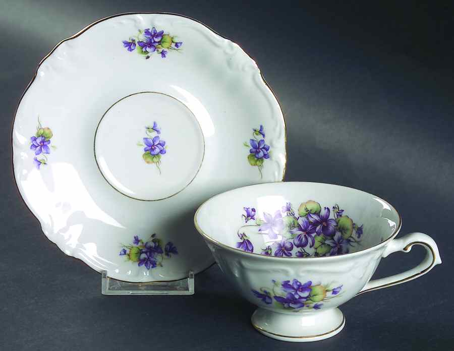 Violet of The Alps Footed Cup & Saucer Set by Royal Castle-1