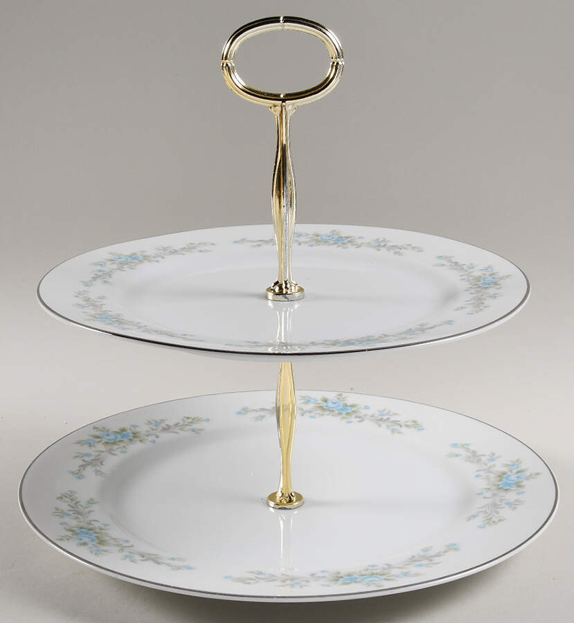 Blue Fantasy 6 5/8"-10"  2 Tiered Serving Tray (Dp, Sp) HC by Royal Court-1