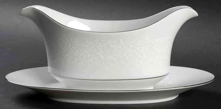 Brocade Gravy Boat with Attached Underplate by Royal Court-1