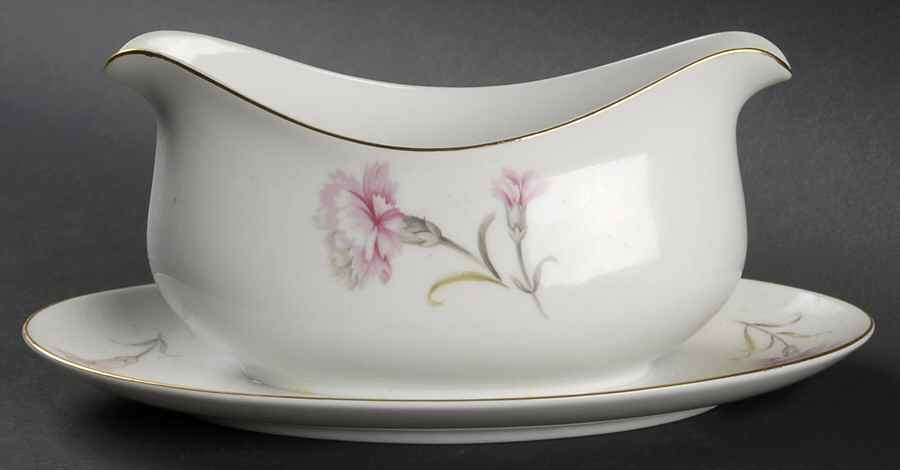 Carnation Gravy Boat with Attached Underplate by Royal Court-1