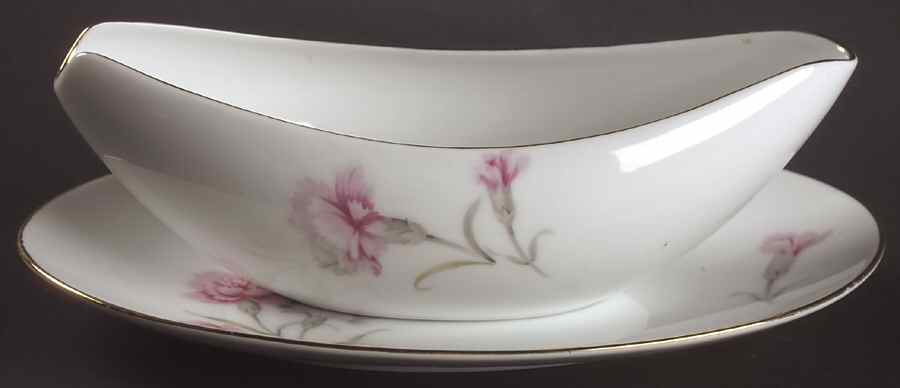 Carnation Gravy Boat & Underplate/Relish by Royal Court-1