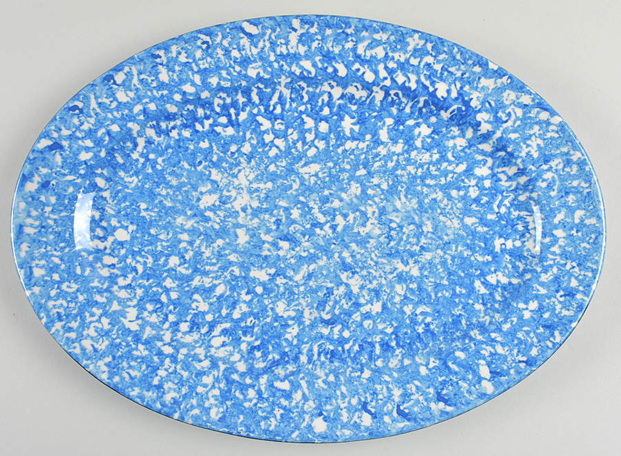 Town and Country Blue (Black Trim) 15" Oval Serving Platter by Royal Cumberland-1