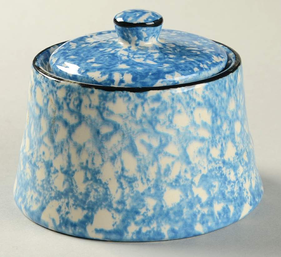 Town and Country Blue (Black Trim) Sugar Bowl & Lid by Royal Cumberland-1