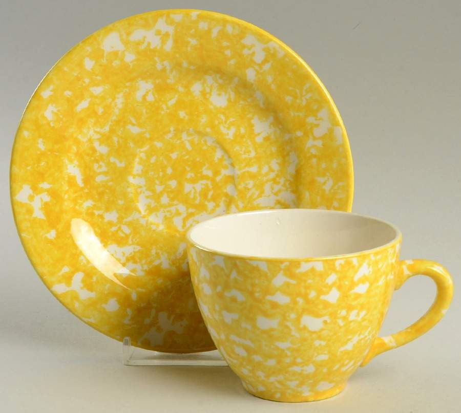 Town and Country Yellow (No Trim) Flat Cup & Saucer Set by Royal Cumberland-1