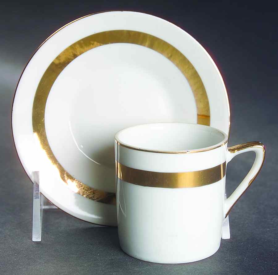 Contemporary Gold Flat Demitasse Cup & Saucer Set by Royal Crown (Japan)-1