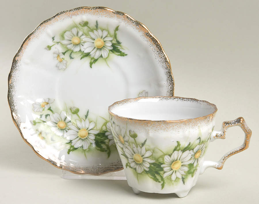 Daisy Bouquet Footed Cup & Saucer Set by Royal Crown (Japan)-1
