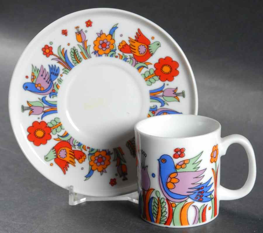 Paradise Flat Demitasse Cup & Saucer Set by Royal Crown (Japan)-1