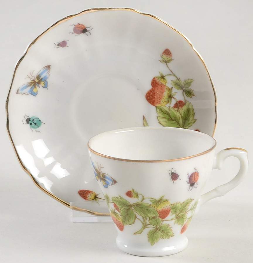 Spring Time Footed Demitasse Cup & Saucer Set by Royal Crown (Japan)-1