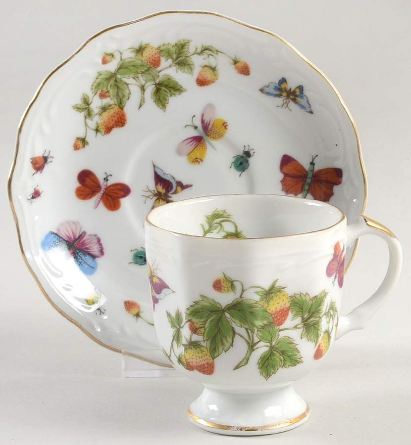 Spring Time Footed Cup & Saucer Set by Royal Crown (Japan)-1